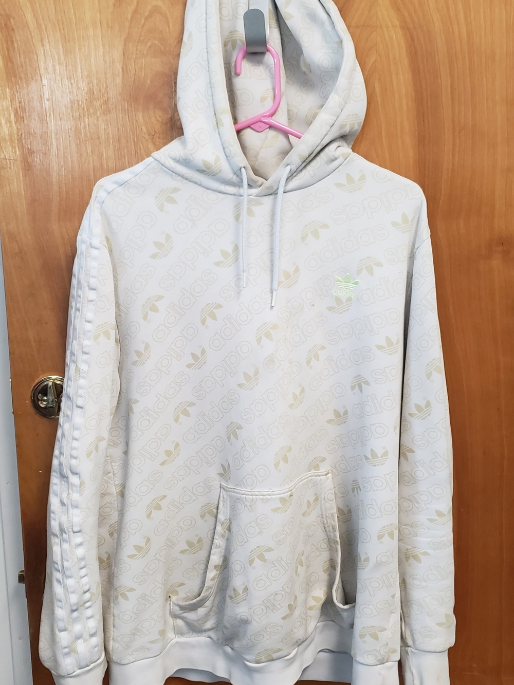 adidas Cream Allover Logo Pullover Hoodie